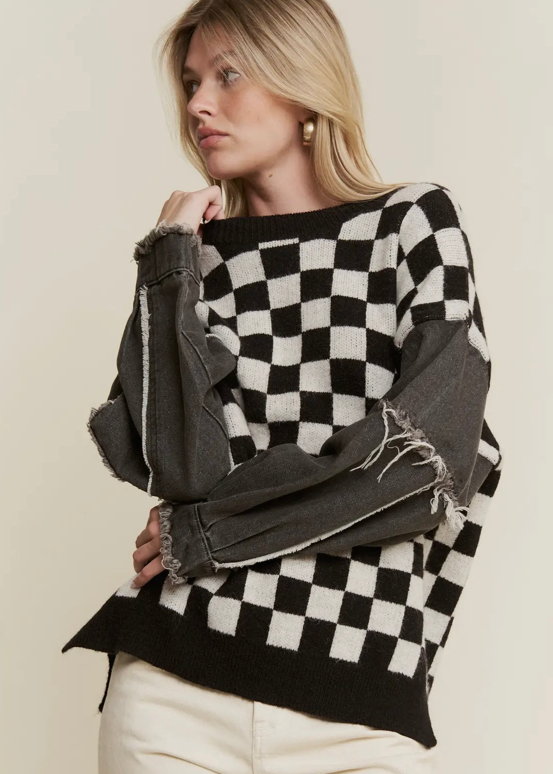 Check & Denim Sweater