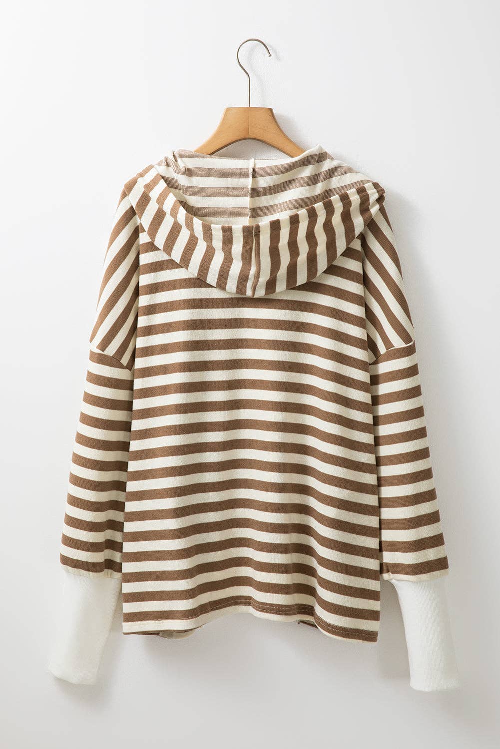 Stripe Quarter Button Sweater Hoodie