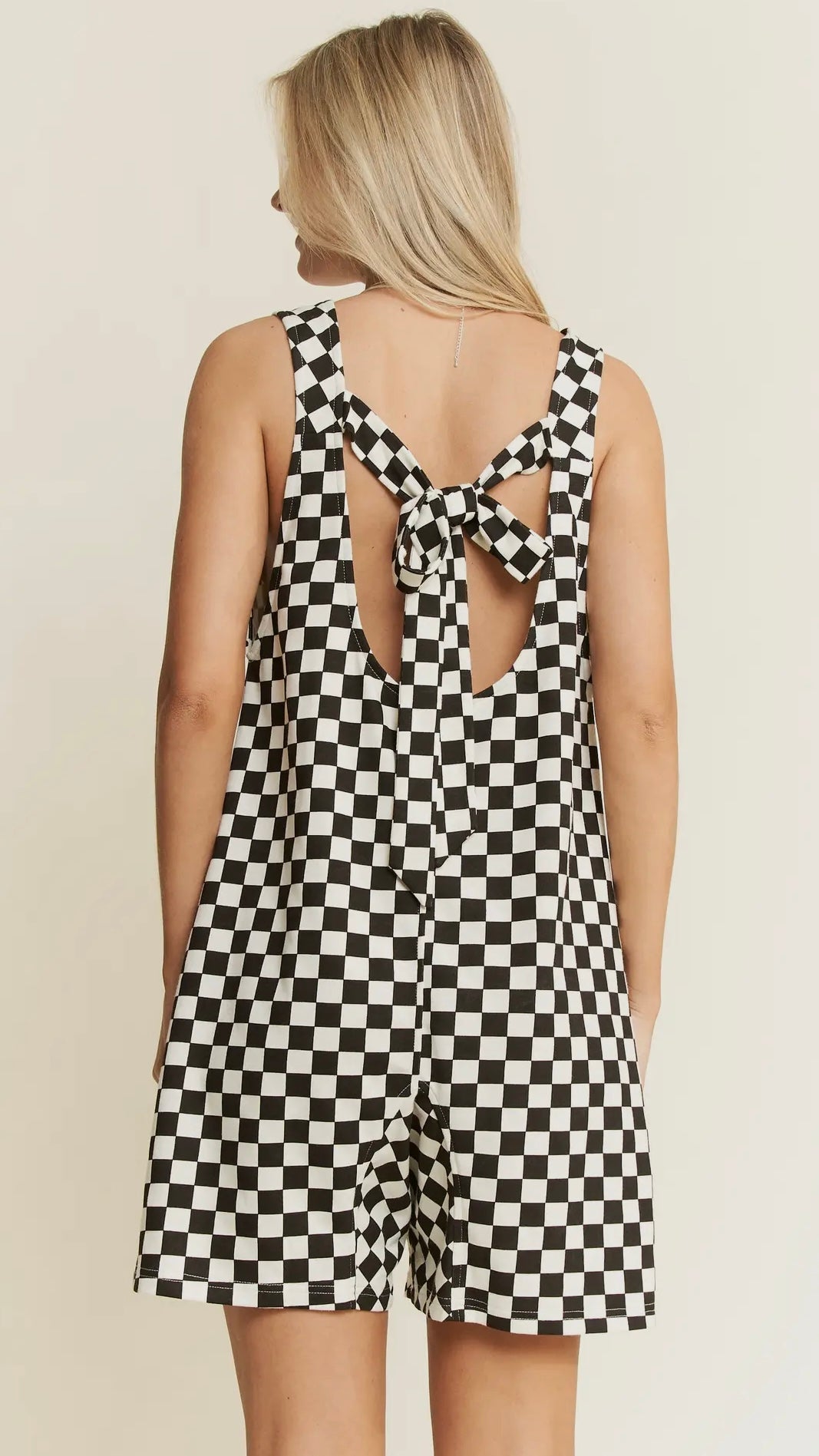 Checkered Shorts Romper