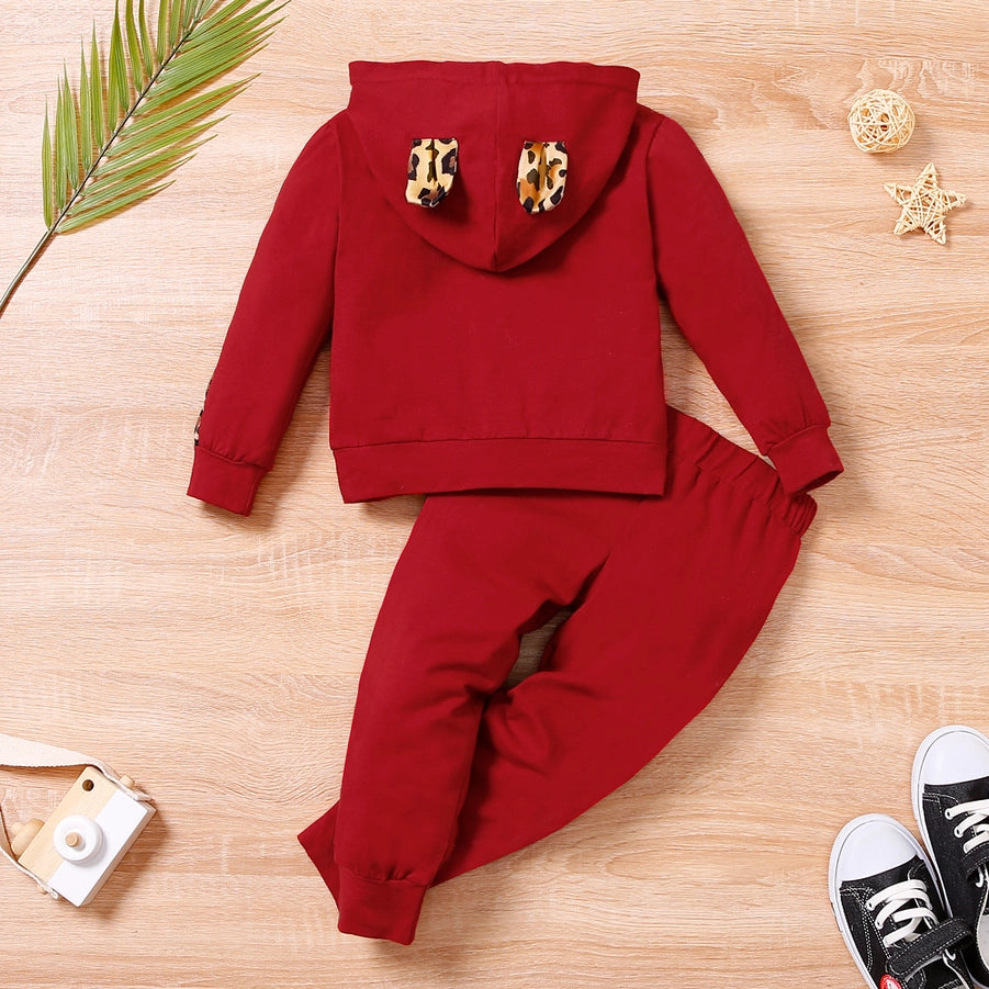 Toddler Girl Leopard Heart Sweatshirt Pants Set