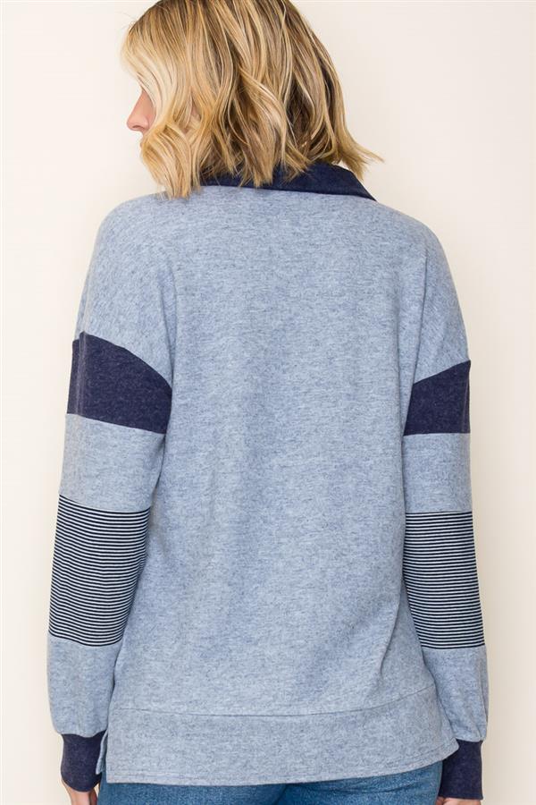 Prep Brushed Hacci Collared Top