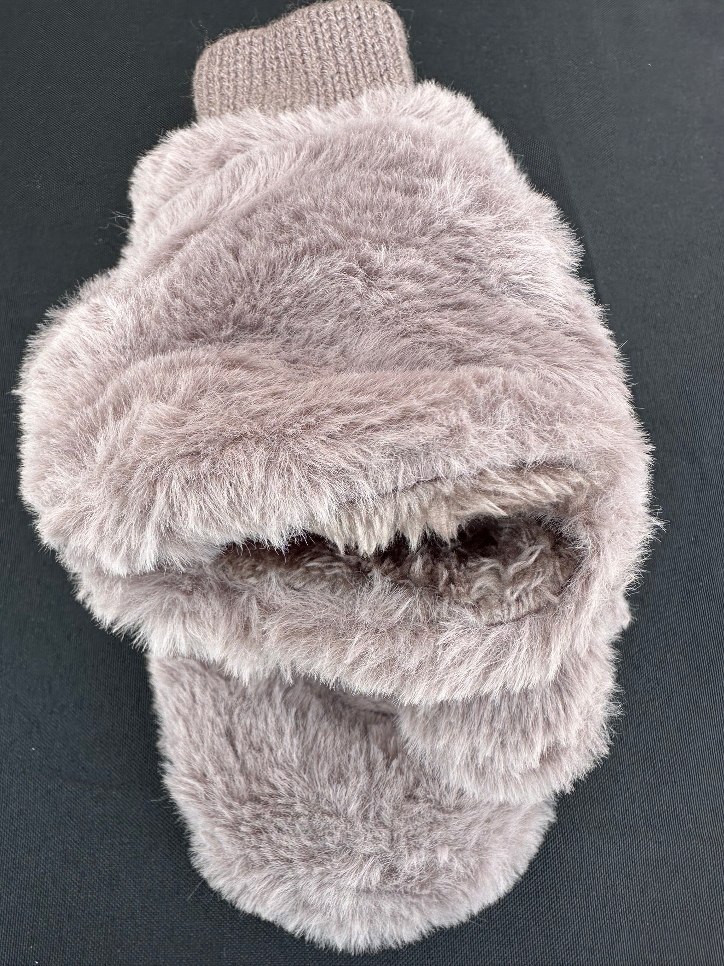 Fur two way mittens