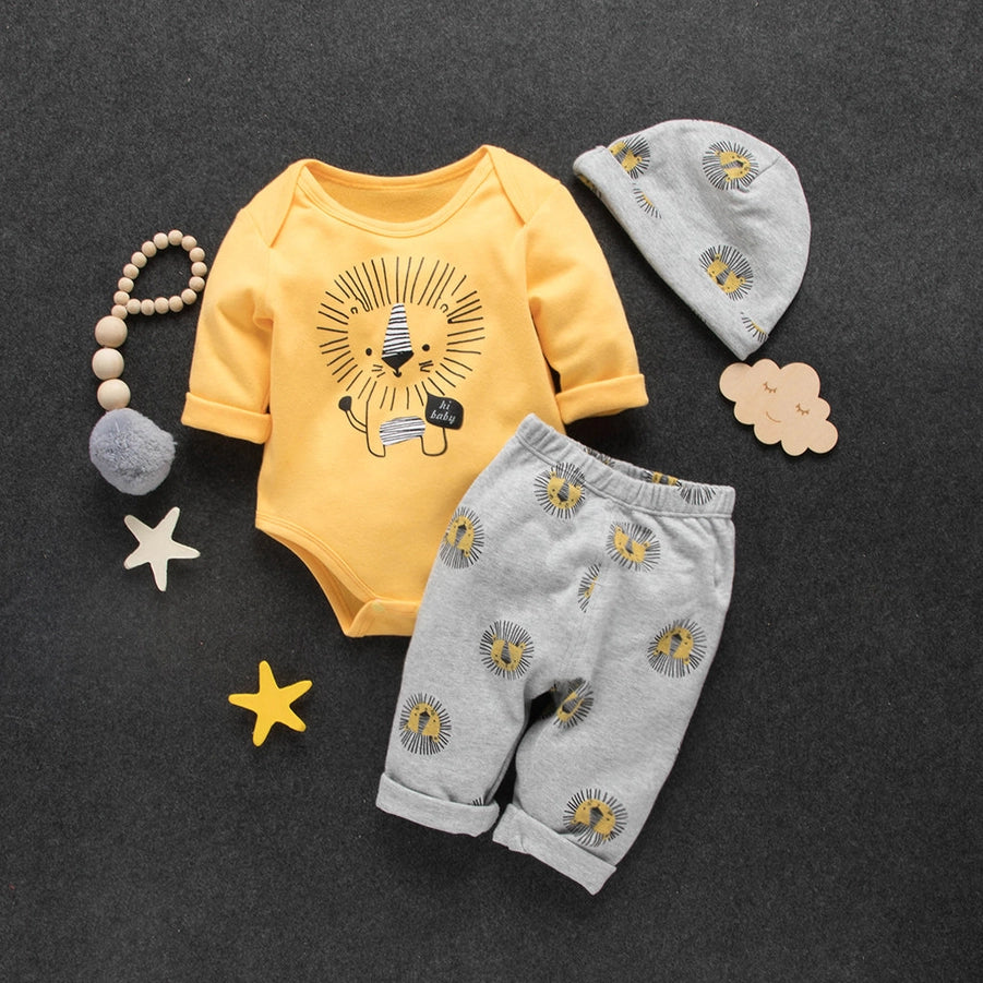 3-piece Baby Overlay Lion Pants Hat Set