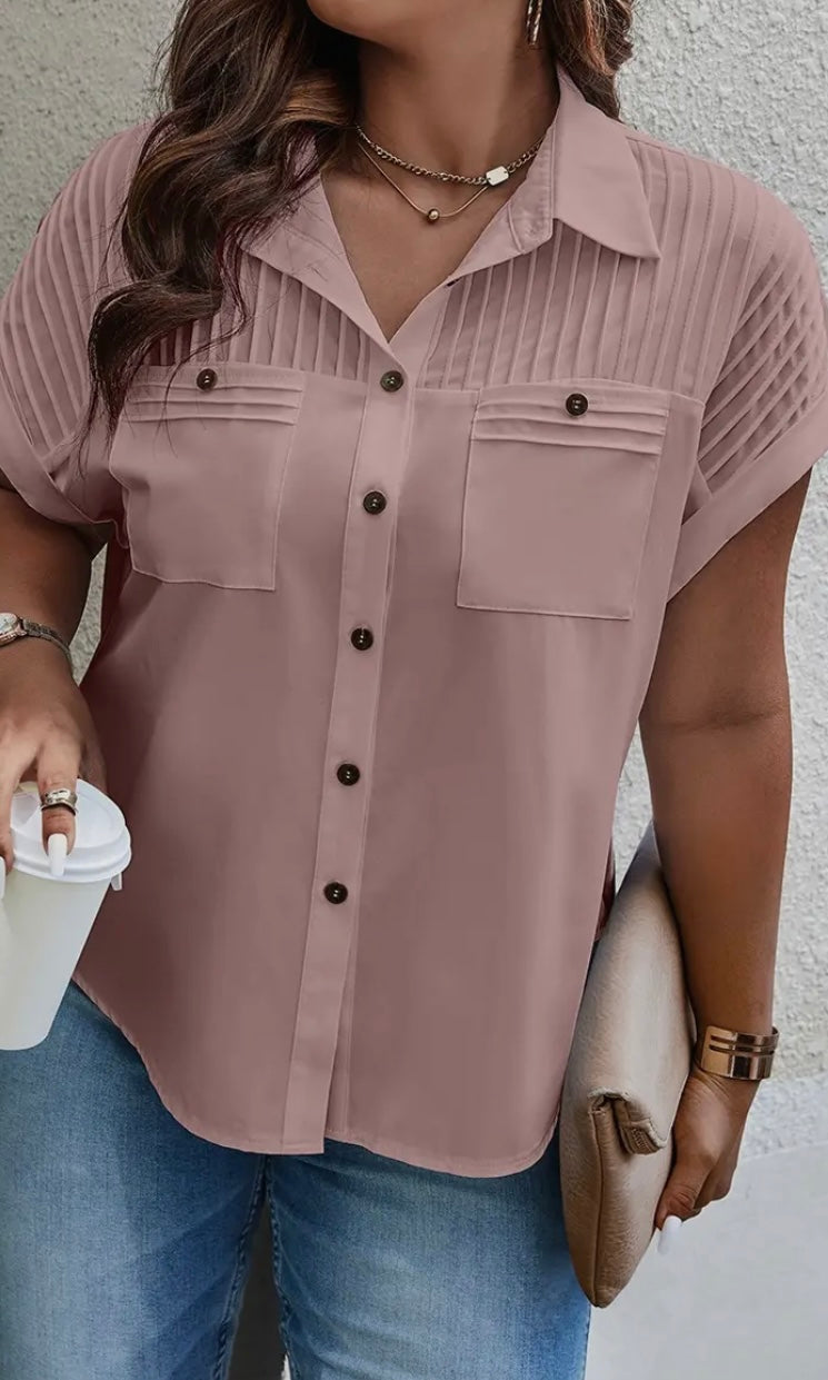 Curvy Button up loose Blouse