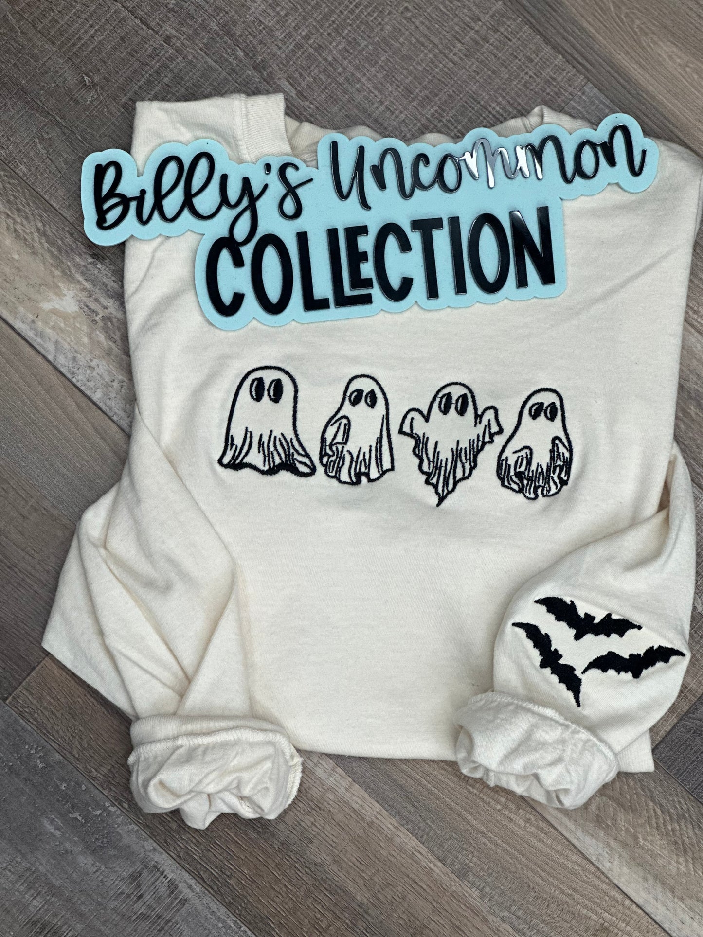 Embroidered Outline Pumpkin & Ghost Long sleeve
