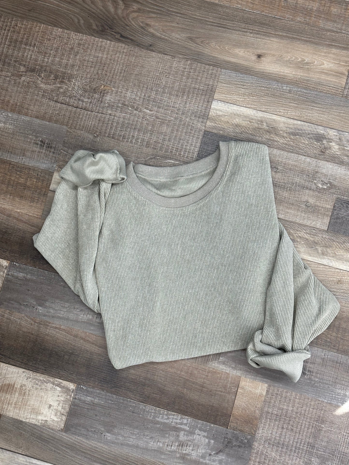 Corded Knit Round Neck Pull Over Sweatshirt