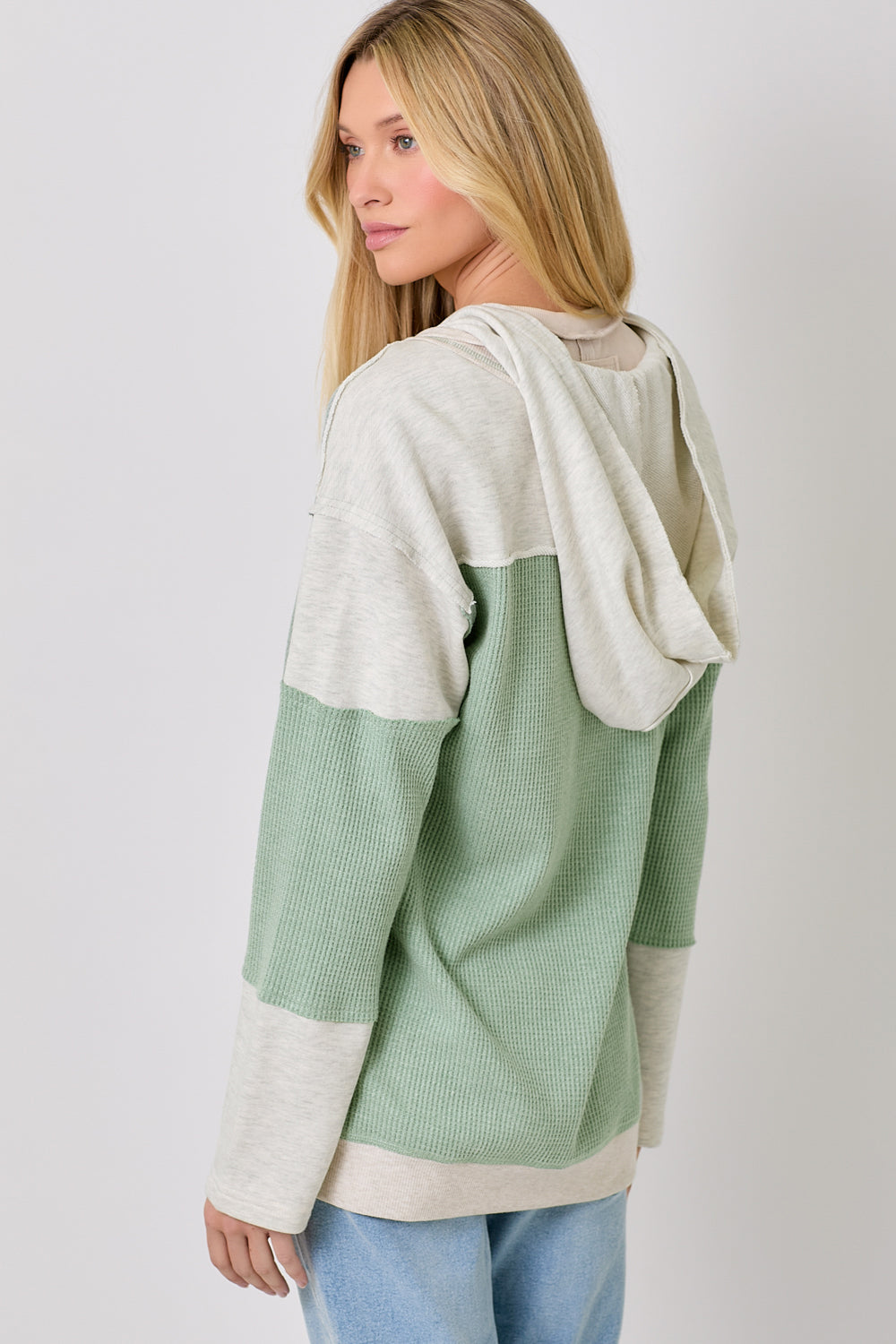 COLOR BLOCK HOODIE CARDIGAN