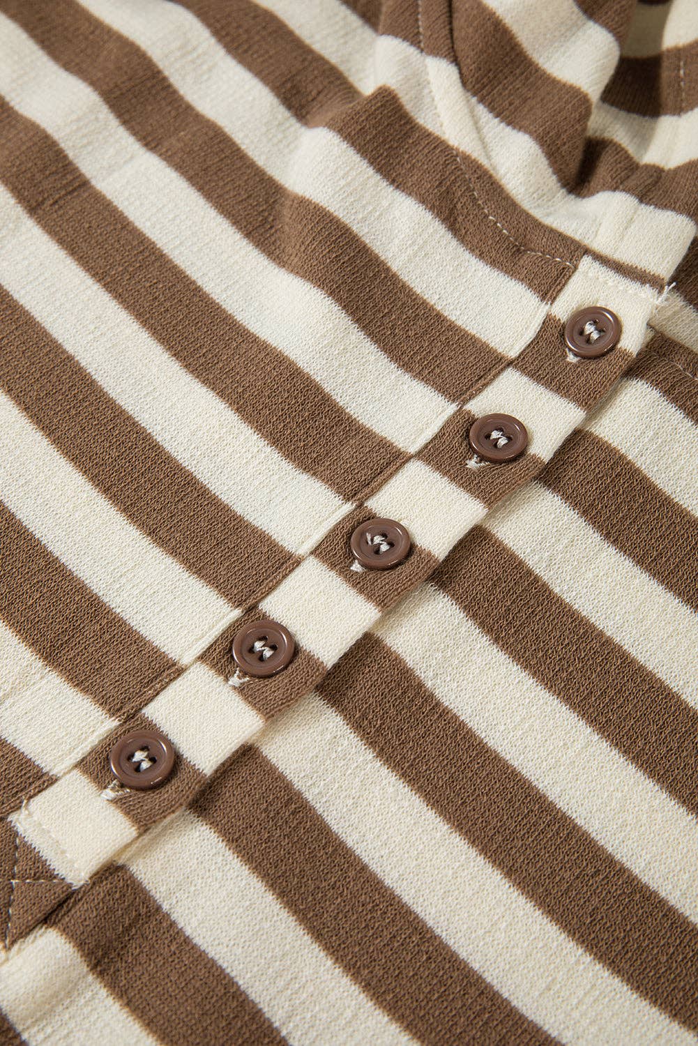 Stripe Quarter Button Sweater Hoodie