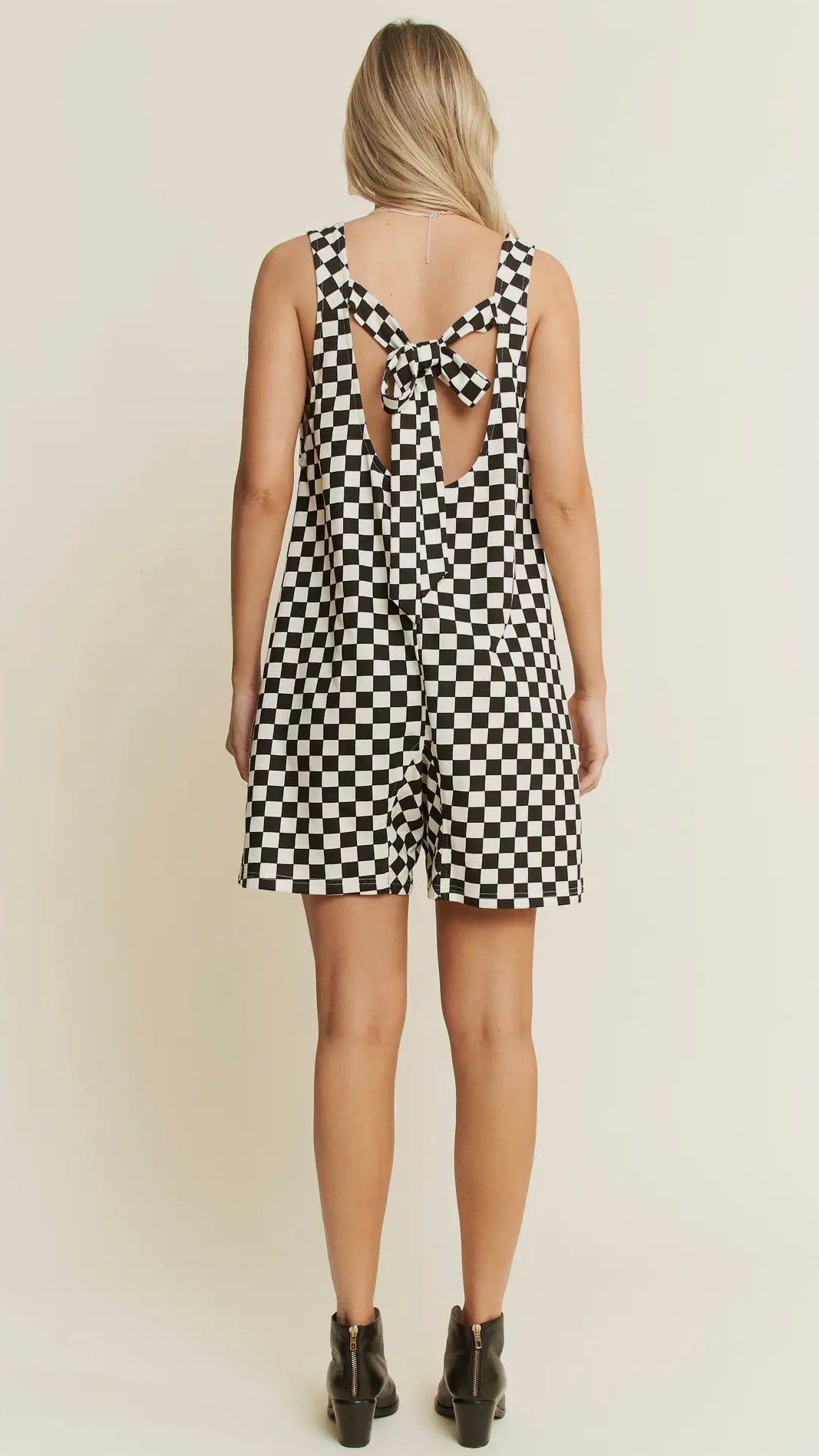 Checkered Shorts Romper