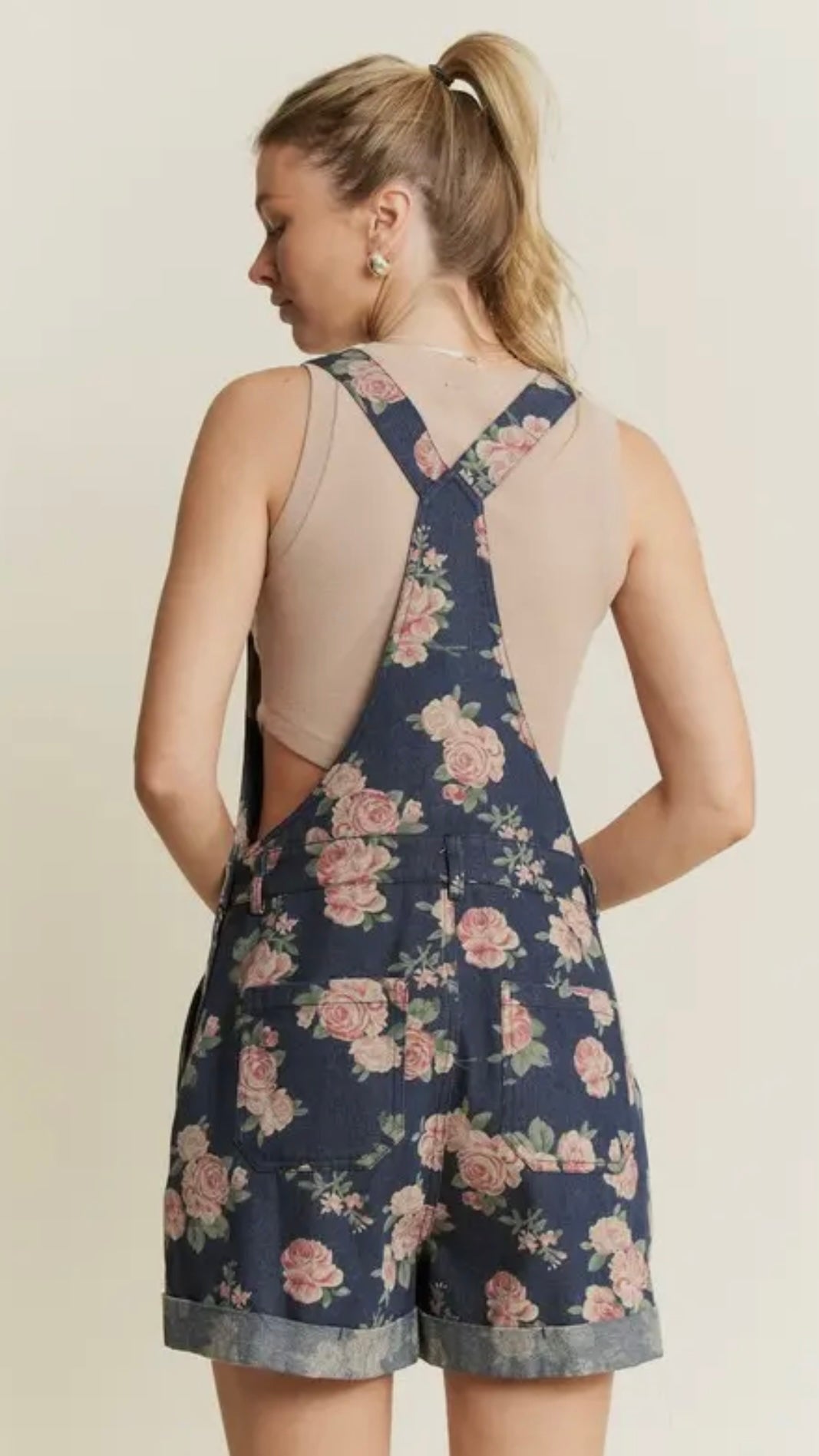FLORAL DENIM OVERALLS