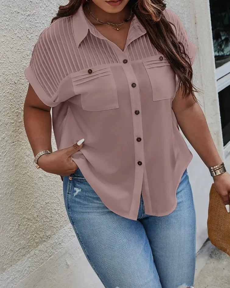 Curvy Button up loose Blouse