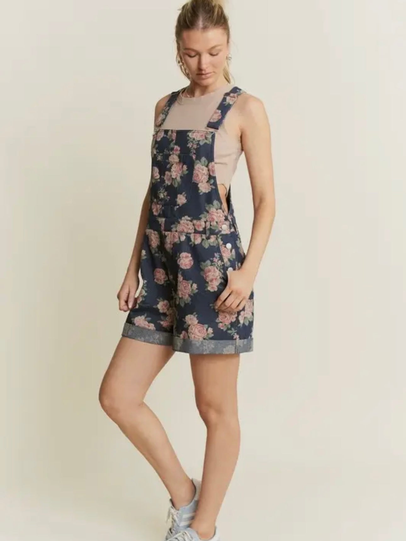 FLORAL DENIM OVERALLS