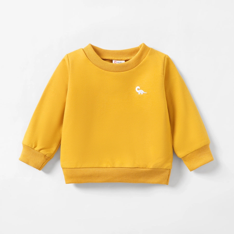 Animal Dinosaur Embroidery Long Sleeves Sweater