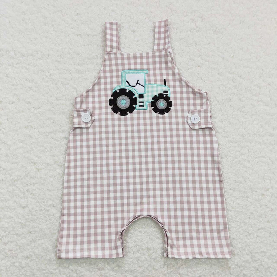 Tractor Khaki Checkered Summer Farm Overalls