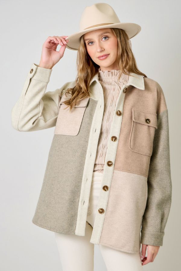 COLOR BLOCKED SHACKET