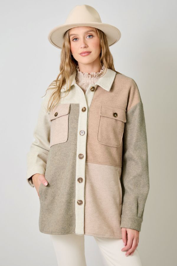 COLOR BLOCKED SHACKET