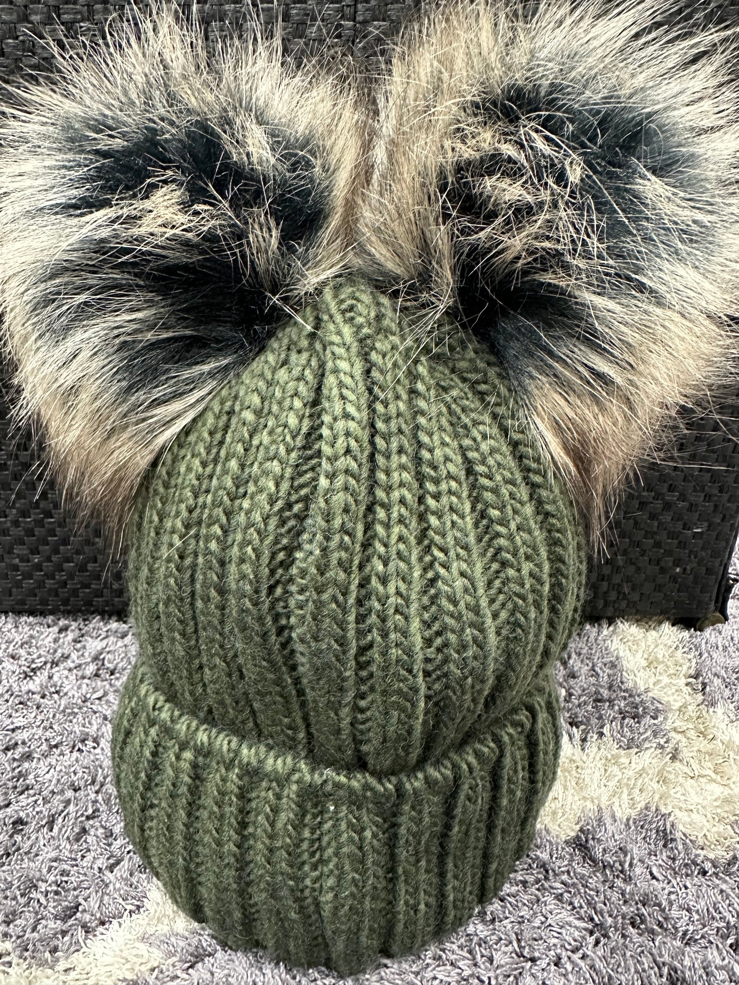 Dual Faux Fur Pom