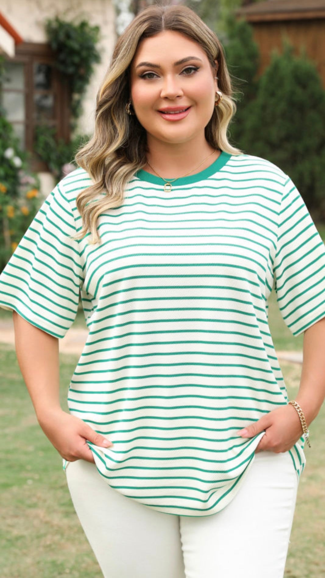 Strip Green Top