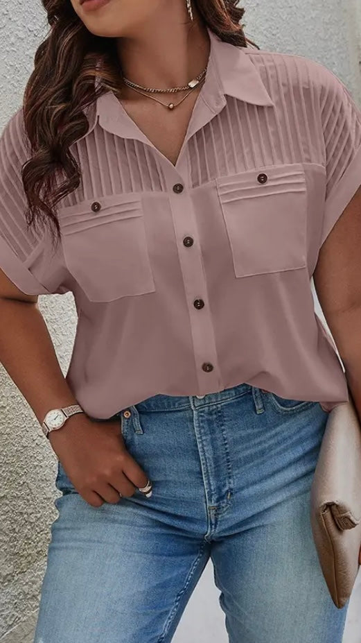 Curvy Button up loose Blouse