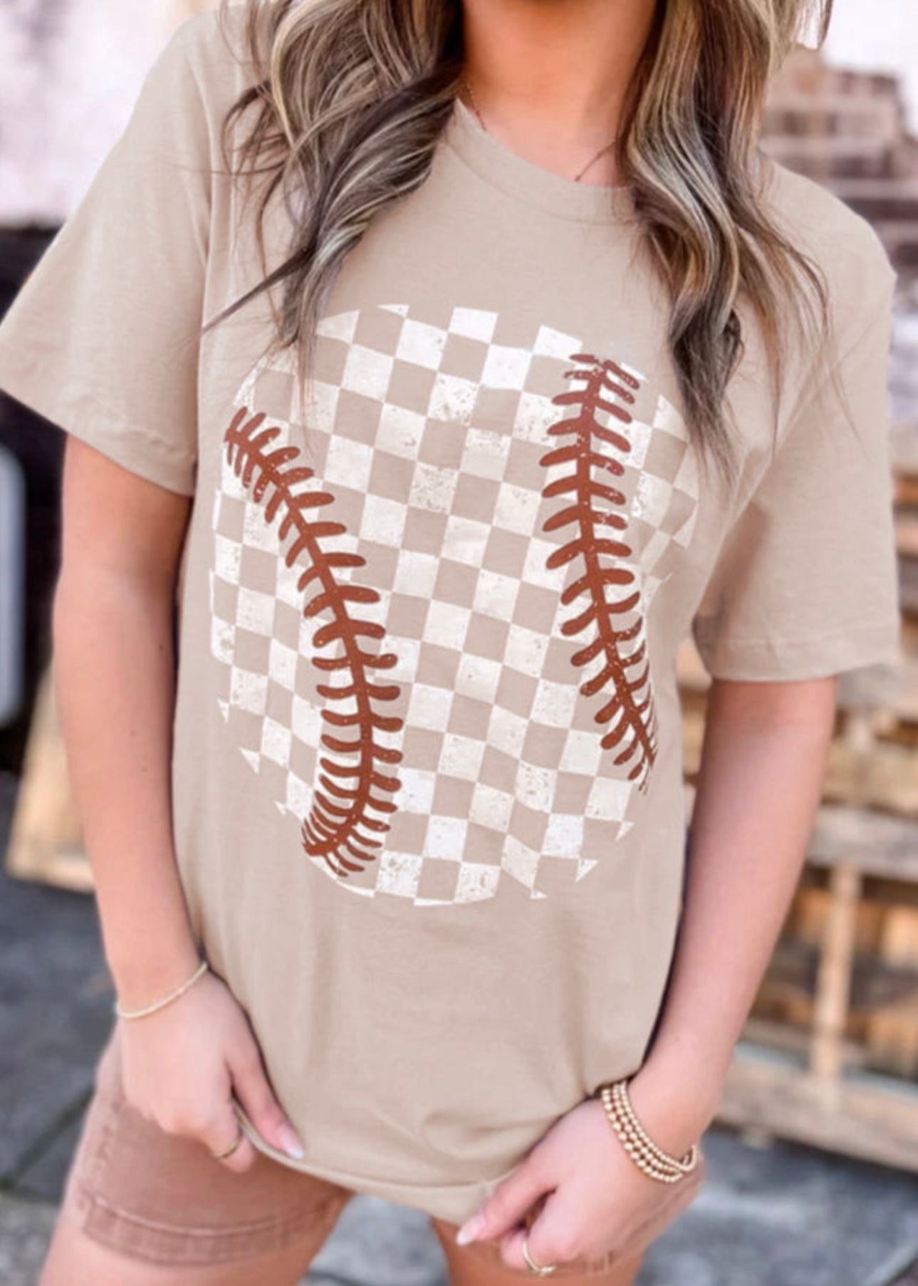Checkered Baseball Graphic Tee