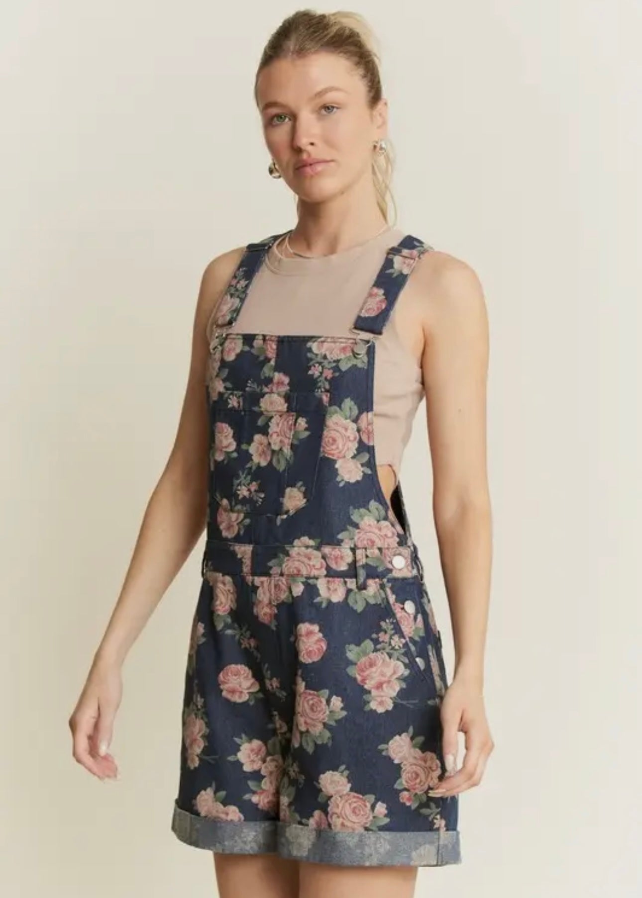 FLORAL DENIM OVERALLS