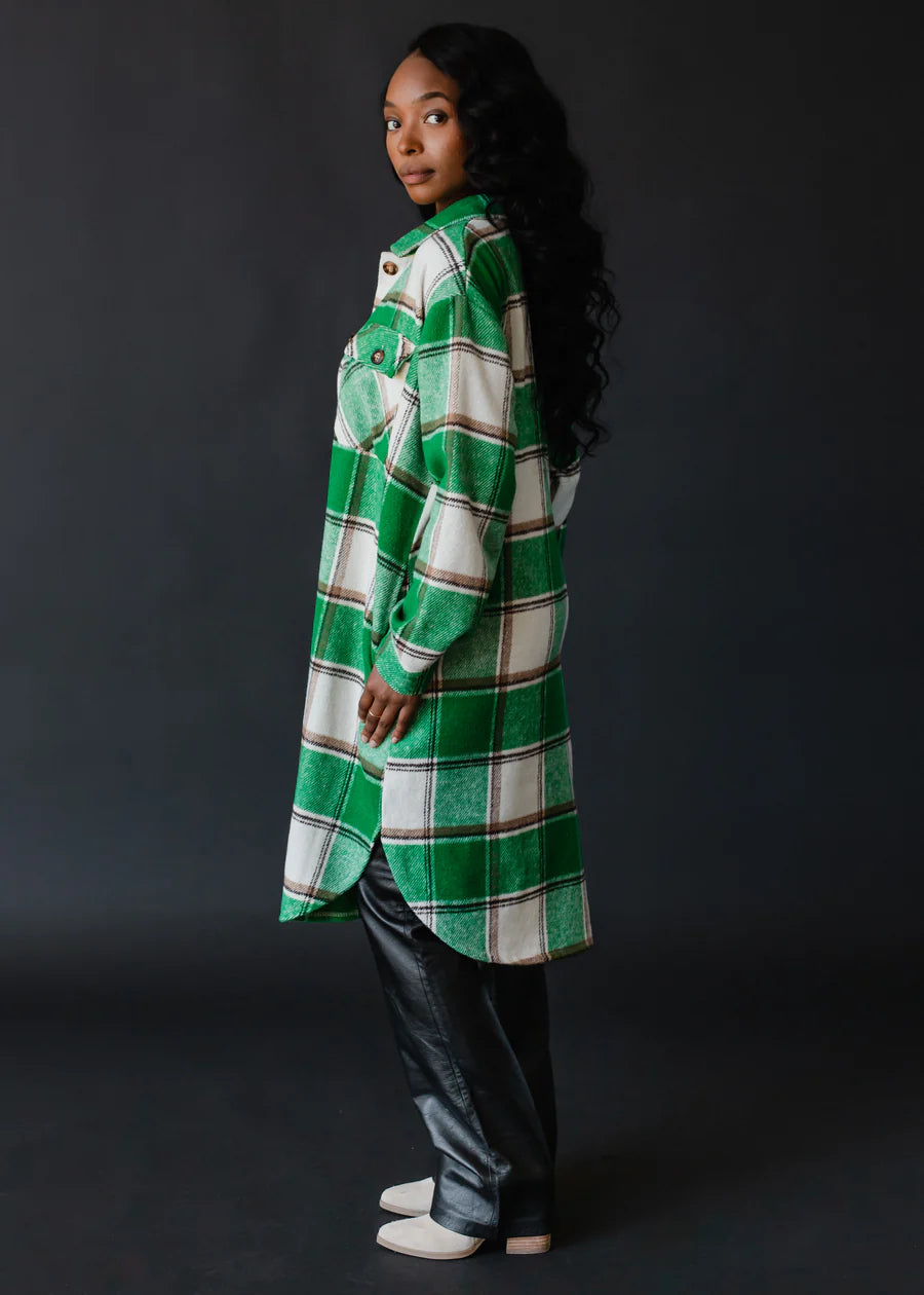 Daphne Plaid Long Flannel Jacket