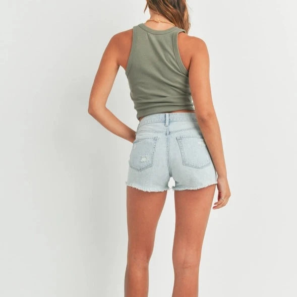 JUSTUSA High Rise Destressed Shorts