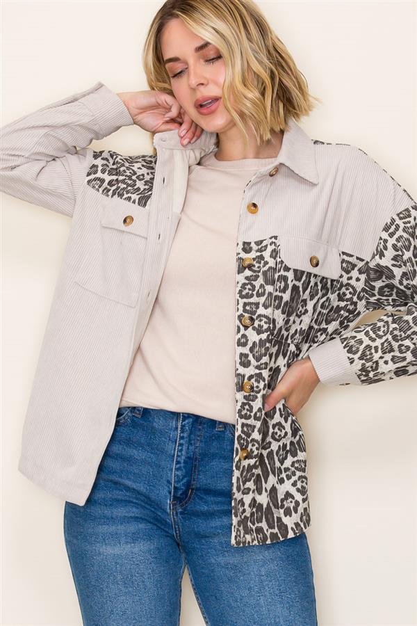LEOPARD CORDUROY SHACKET