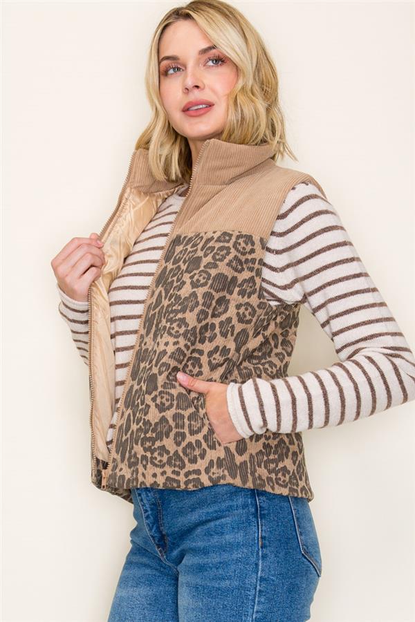 Leopard Puff Vest