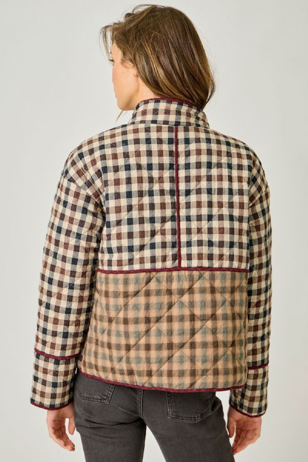 Mixed Plaid Quilted Jacket