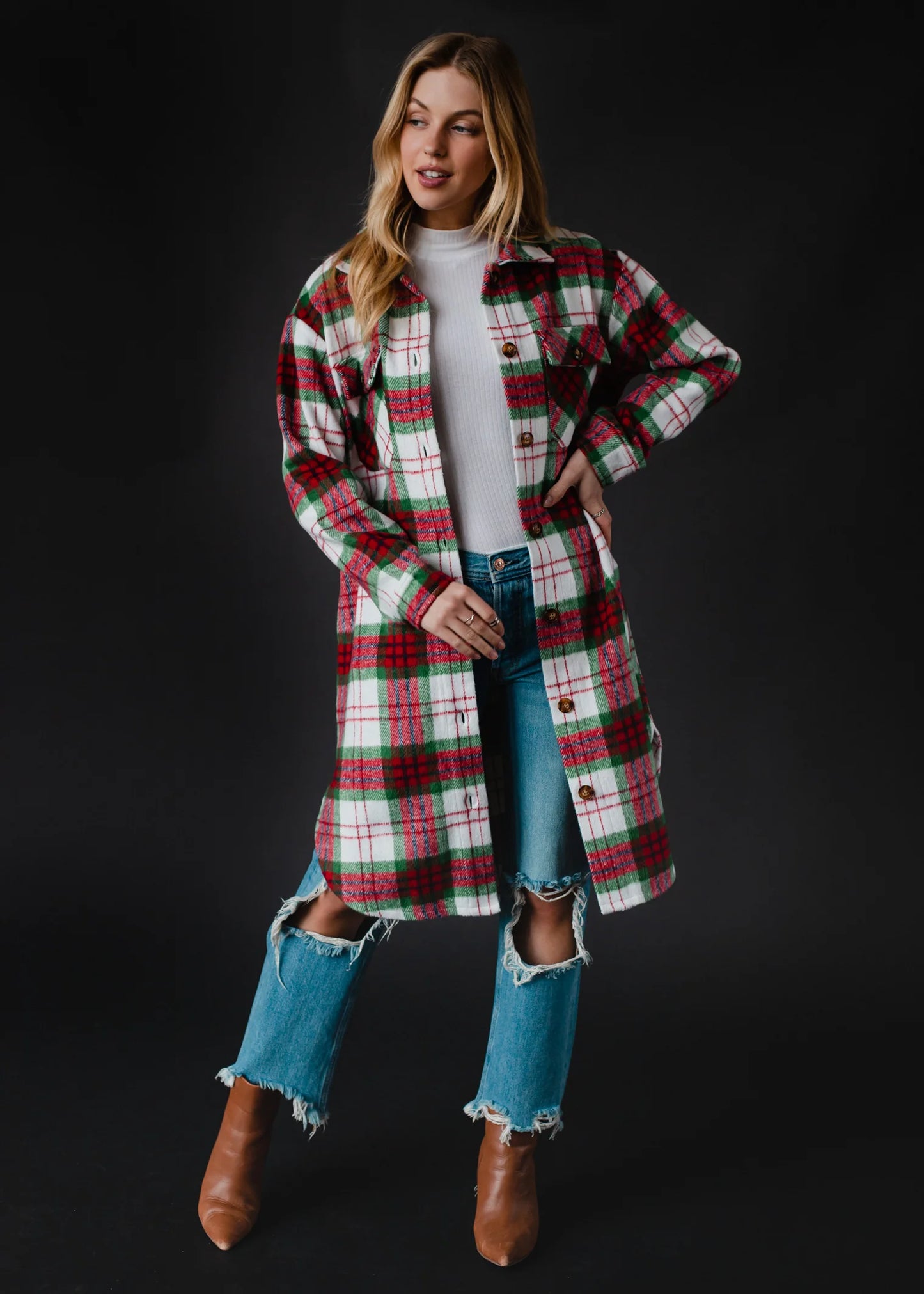 PIPER PLAID LONG FLANNEL JACKET