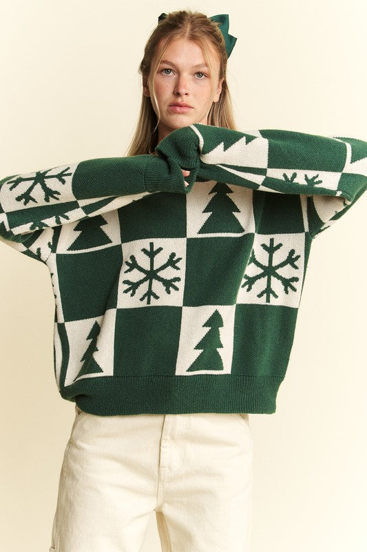Tree & Snow Flake Christmas Sweater