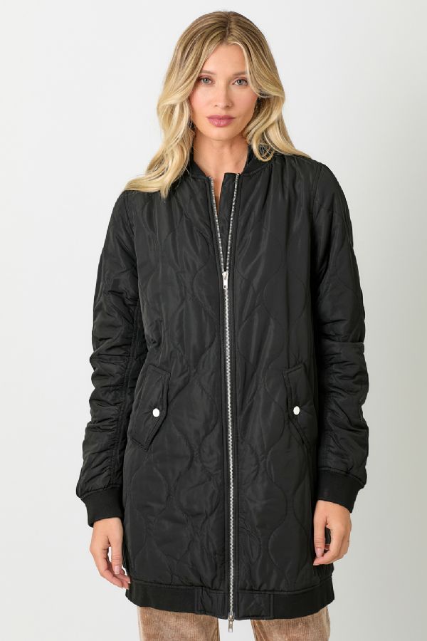 QUILTED LONG BOMBER JACKET
