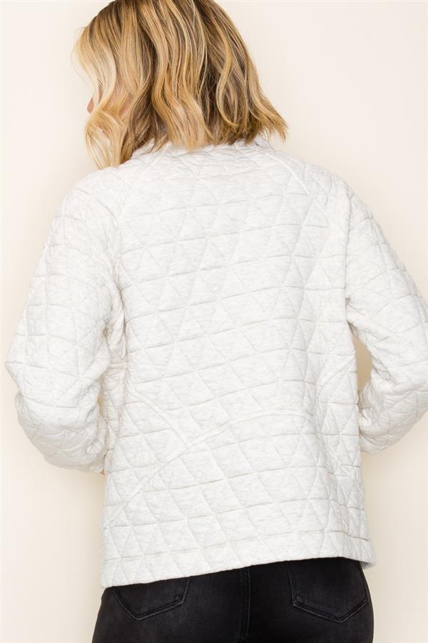 QUILTED QUARTER ZIP UP SWEATSHIRT