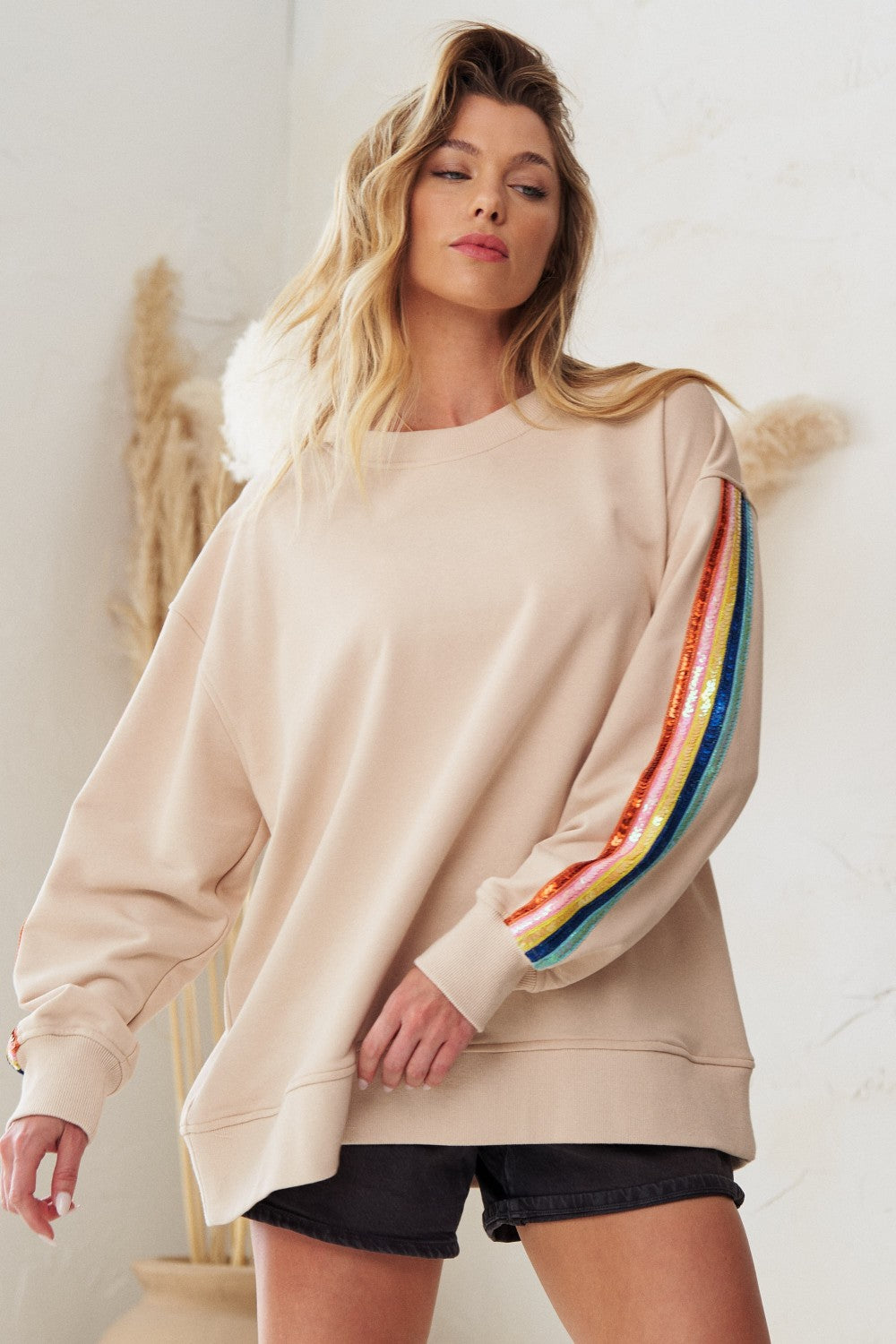 Rainbow Sequined Crewneck