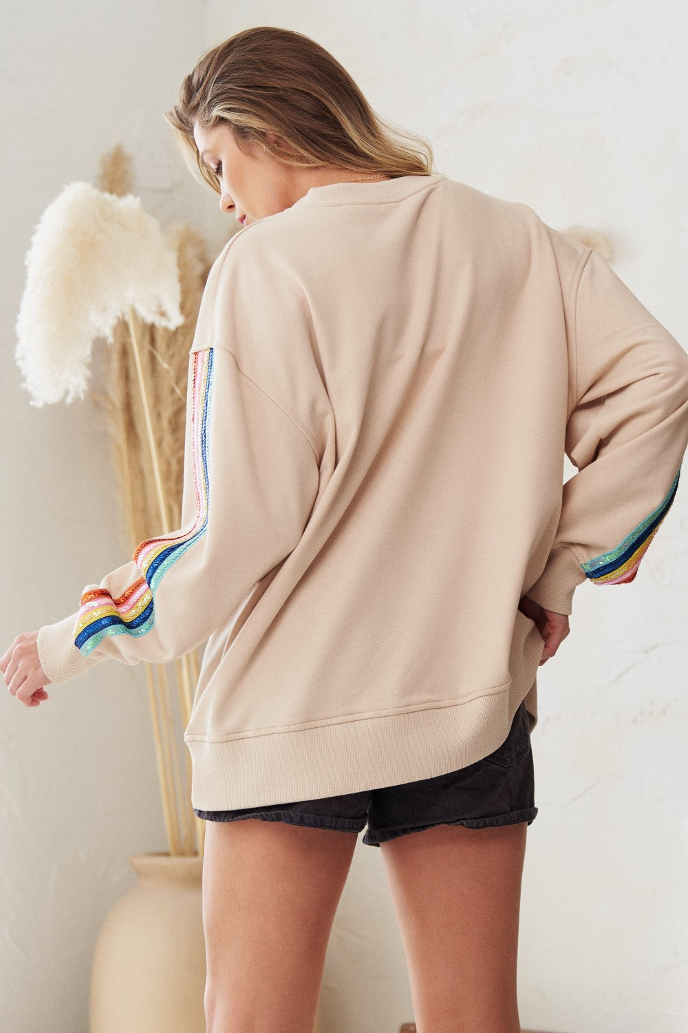 Rainbow Sequined Crewneck