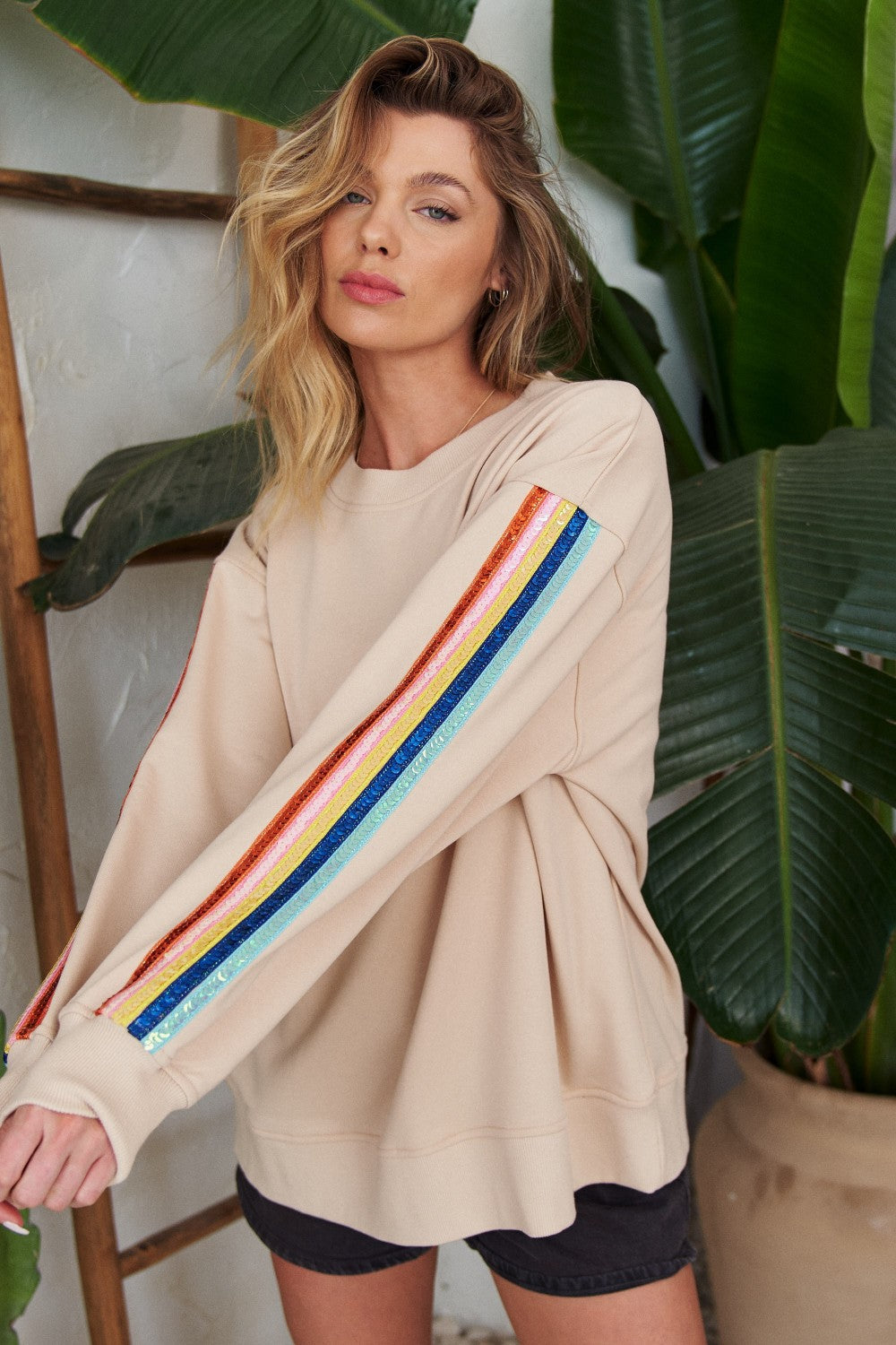 Rainbow Sequined Crewneck
