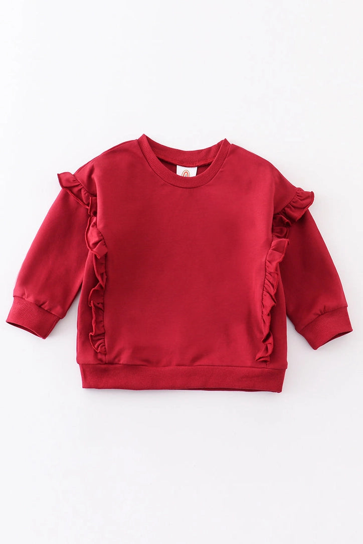 Red ruffle sweatshirt