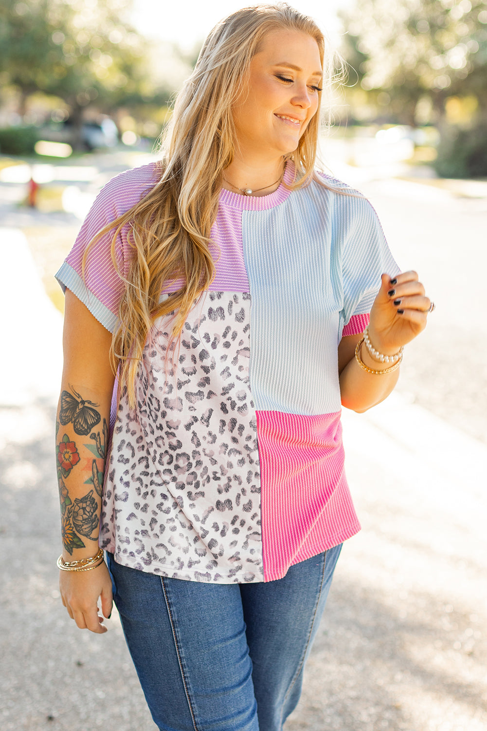 Leopard Color Block Patch Work