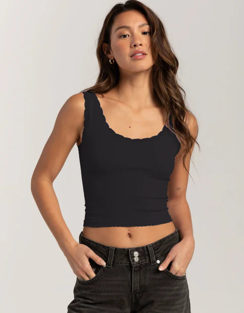 Seamless Lace Trimmed Tank