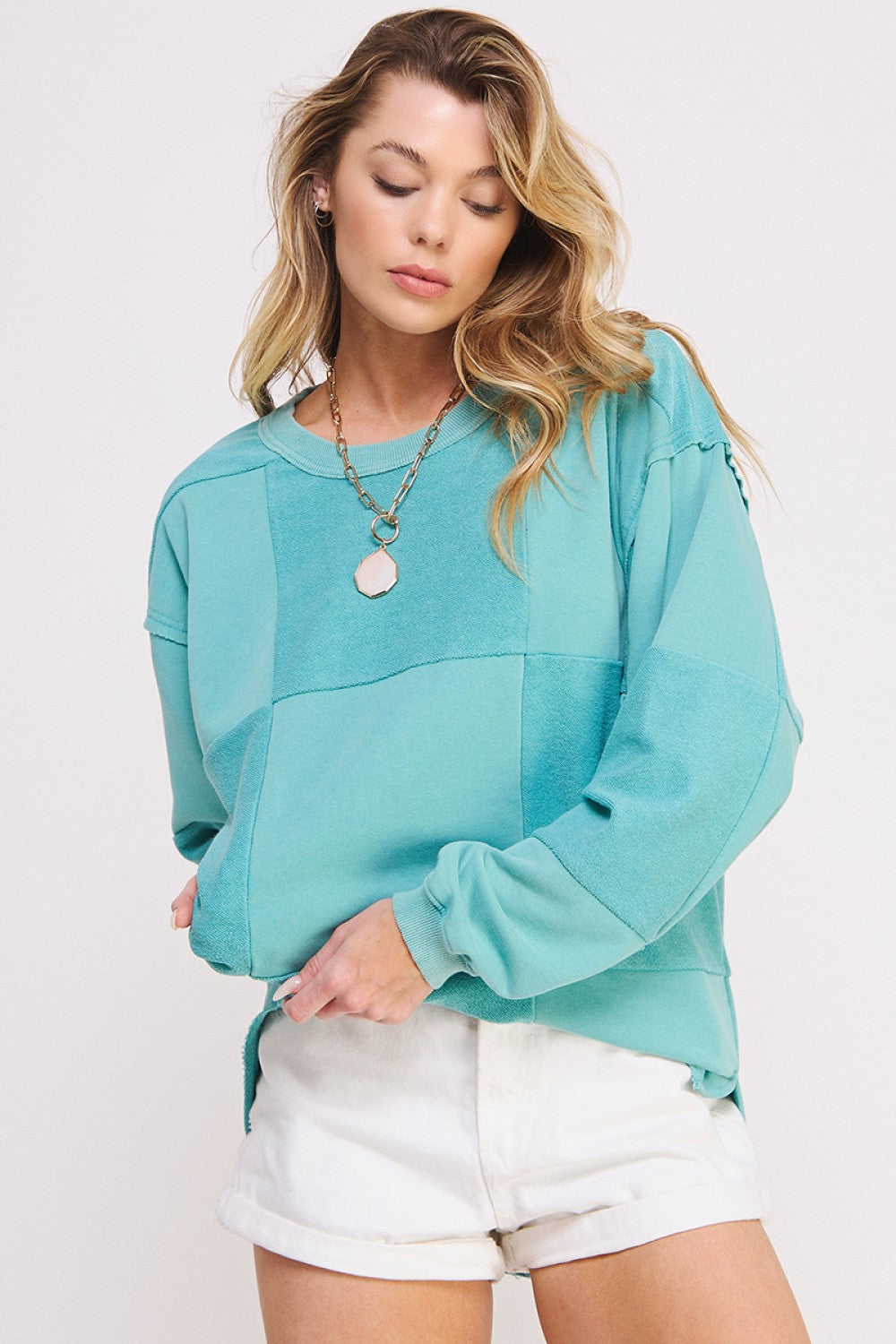 TERRY MIX OVERSIZED TOP