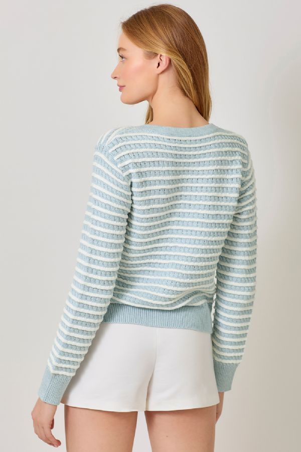 WAGGLE WEAVE BUTTONED CARDIGAN
