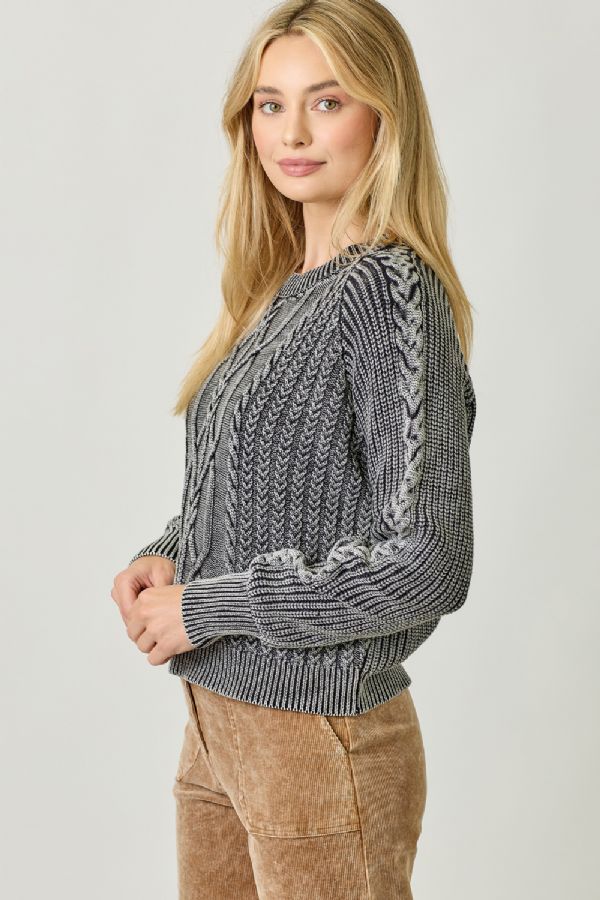 WASHED CABLE SWEATER
