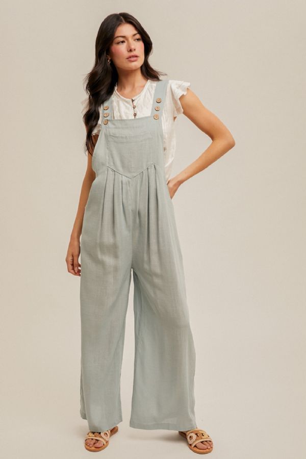 WIDE LEG LINEN OVERALLS