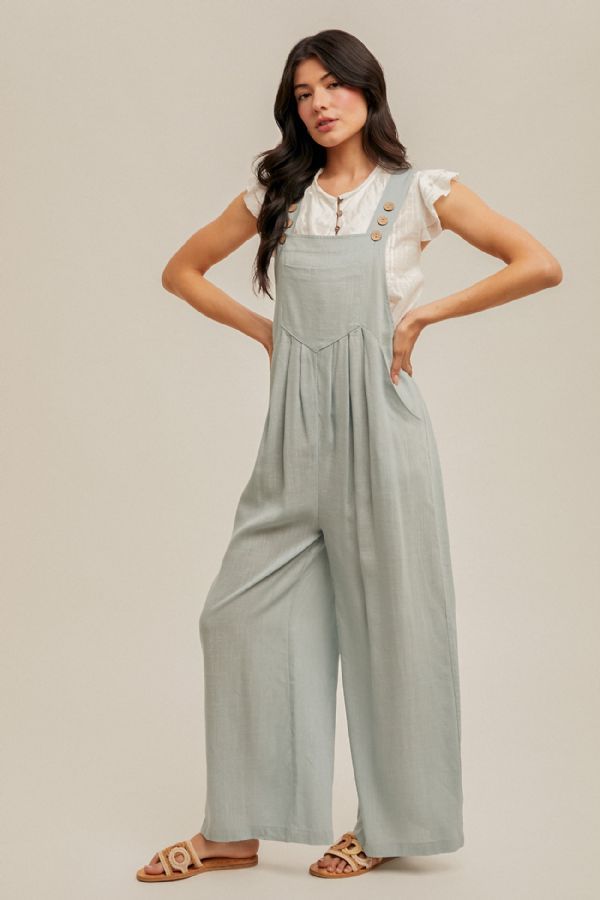 WIDE LEG LINEN OVERALLS