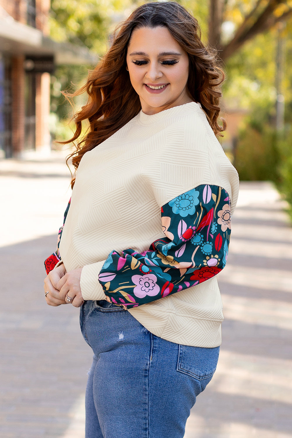 Floral Sleeve Crewneck