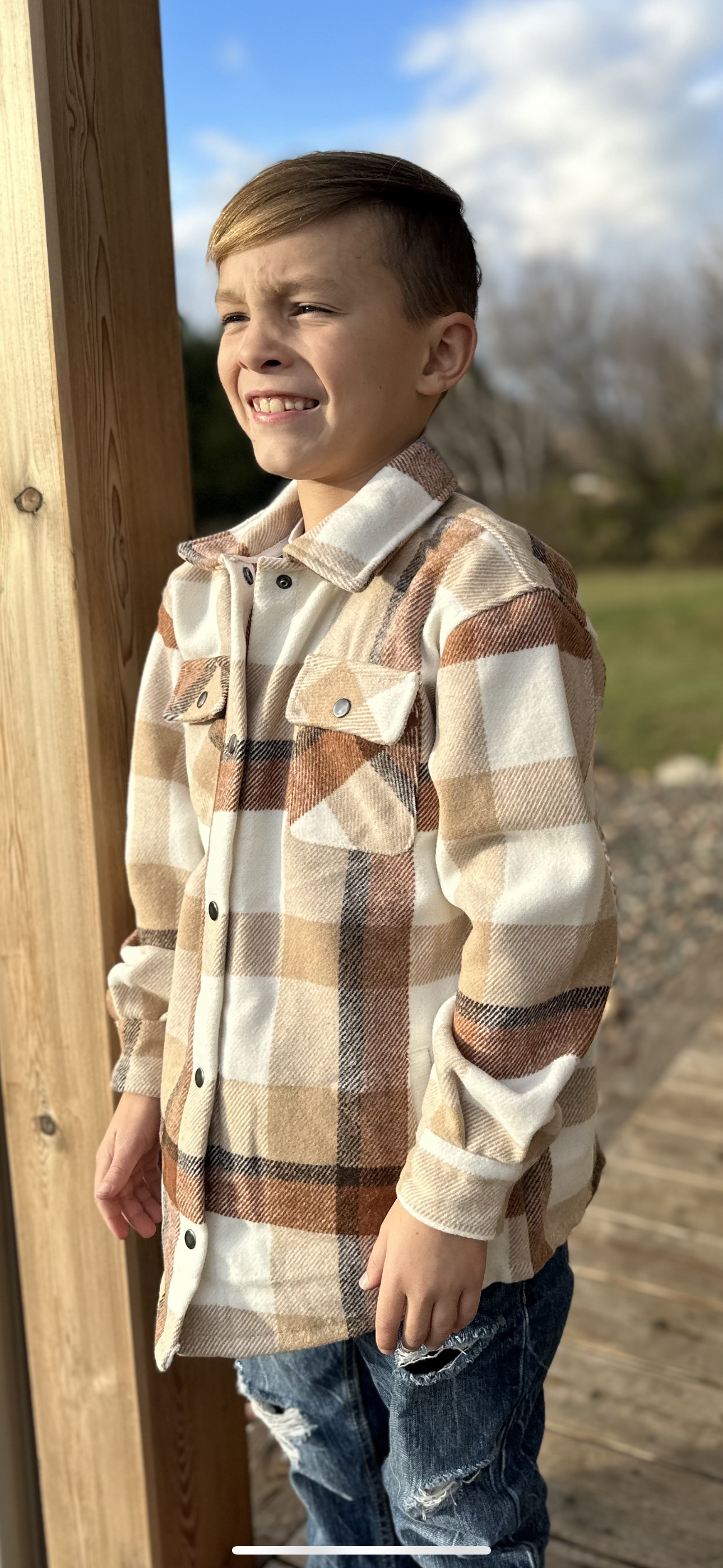 Kids Brushed Tweed Shackets