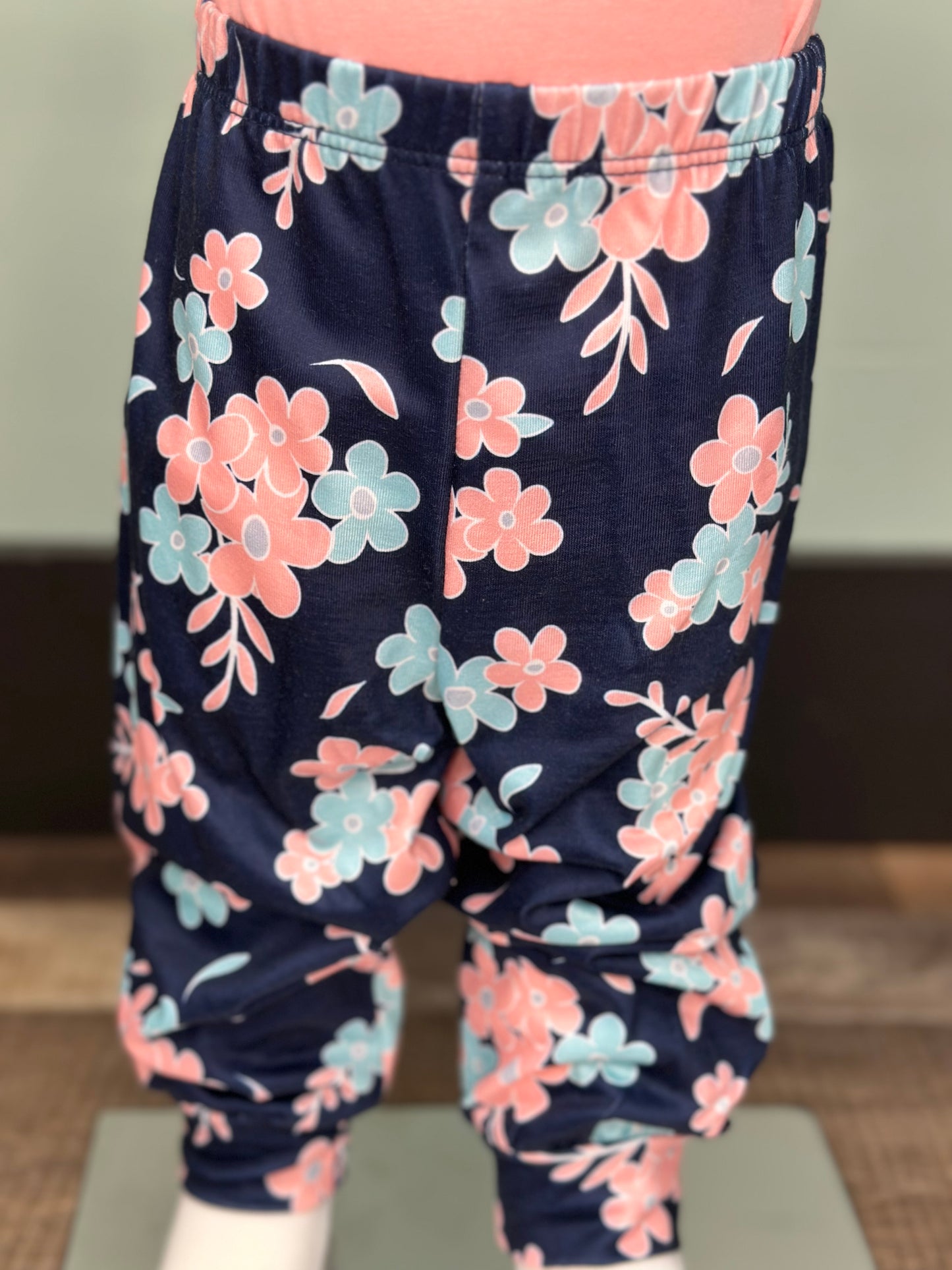 Baby Girl's Floral Cat Onesie and Pants Set
