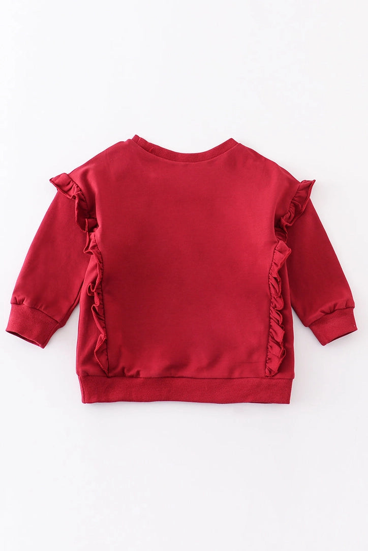 Red ruffle sweatshirt