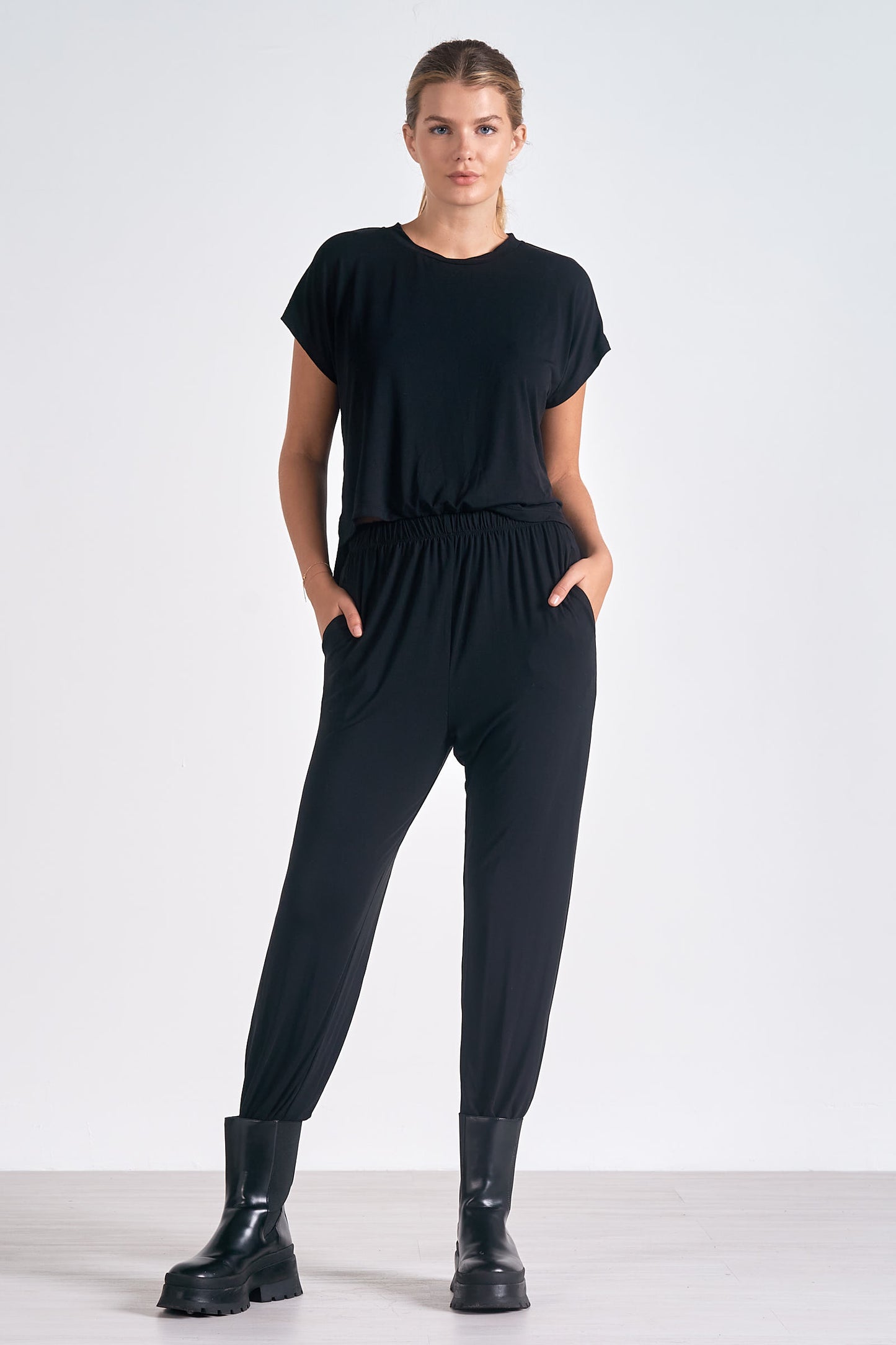 Elan Jumpsuit T-Shirt-Black